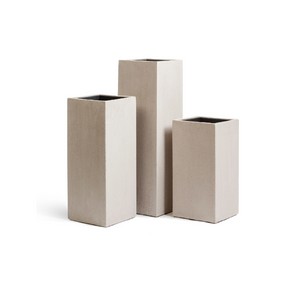 фото Кашпо Effectory Beton высокий куб - белый песок, 31*31*h60