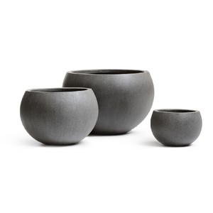 фото Кашпо Effectory Beton полусфера - темно-серый бетон, h14*D22