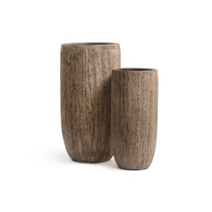 фото Кашпо Effectory Wood высокий округлый конус светлый дуб, D40, в80см.
