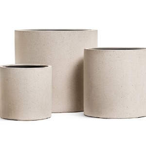 фото Кашпо Effectory Beton Цилиндр - белый песок, D53*h51 см