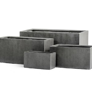 фото Кашпо TREEZ Effectory Beton Низкий прямоугольник Тёмно-серый бетон д-60, ш-30, в-30 см