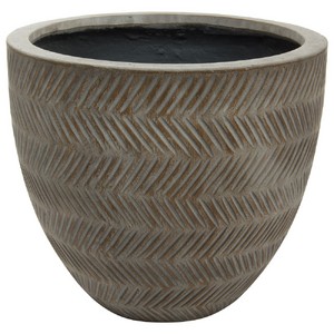 фото Кашпо Fishbone fossil wood Round файкостоун, D42хH36 см