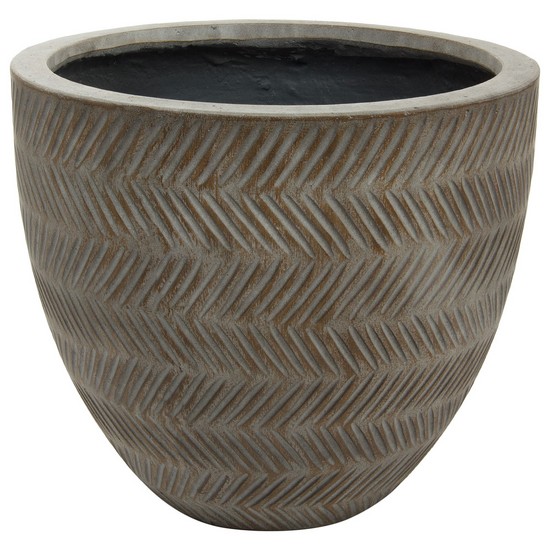 фото Кашпо Fishbone fossil wood Round файкостоун, D42хH36 см