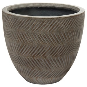 фото Кашпо Fishbone fossil wood Round файкостоун, D33хH29 см
