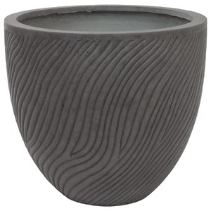фото Кашпо Sand Waves dark grey Round файкостоун, D50хH44,5 см