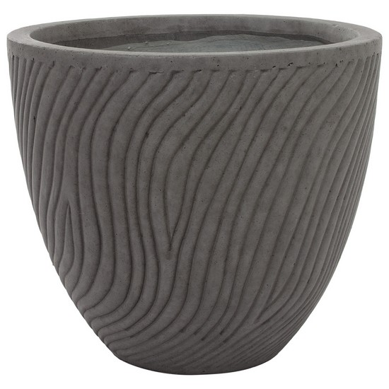 фото Кашпо Sand Waves dark grey Round файкостоун, D33хH29 см