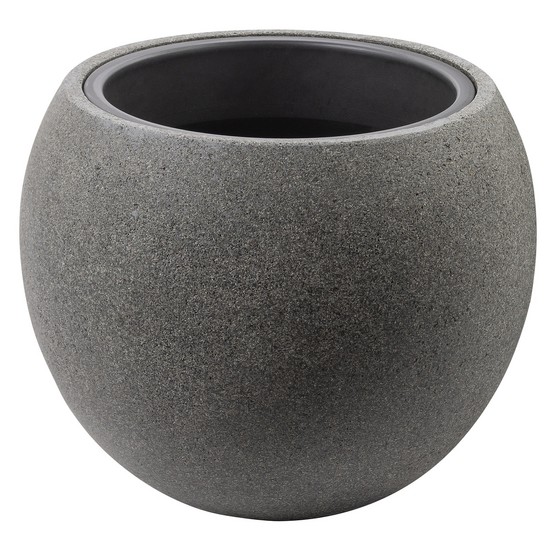 фото Кашпо Globe Rock2-grey полистоун, D40хH32 см, с тех.горшком