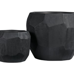 фото Кашпо TREEZ Effectory Anthra Design-многогранник Антрацит в-32, д-37 см